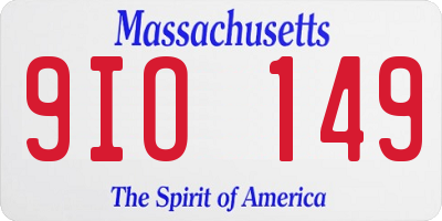 MA license plate 9IO149