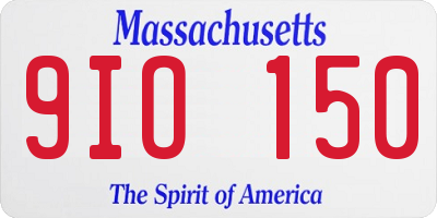 MA license plate 9IO150