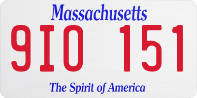 MA license plate 9IO151
