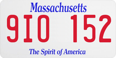 MA license plate 9IO152