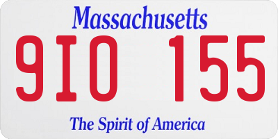 MA license plate 9IO155