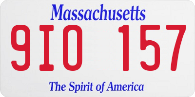 MA license plate 9IO157