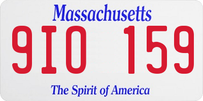 MA license plate 9IO159