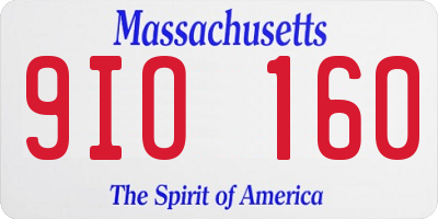 MA license plate 9IO160