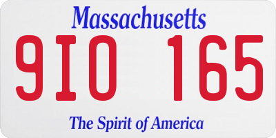 MA license plate 9IO165