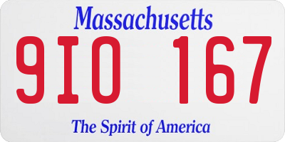 MA license plate 9IO167