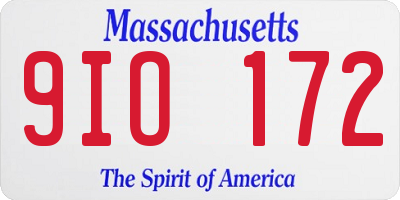 MA license plate 9IO172
