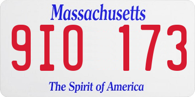 MA license plate 9IO173