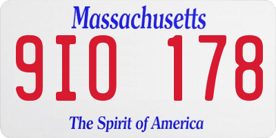 MA license plate 9IO178