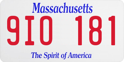 MA license plate 9IO181