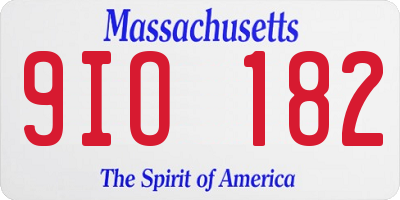 MA license plate 9IO182