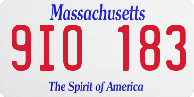 MA license plate 9IO183