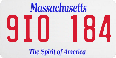 MA license plate 9IO184