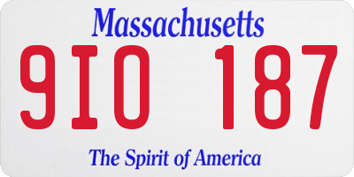 MA license plate 9IO187