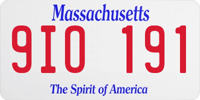 MA license plate 9IO191