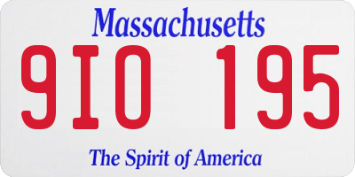 MA license plate 9IO195