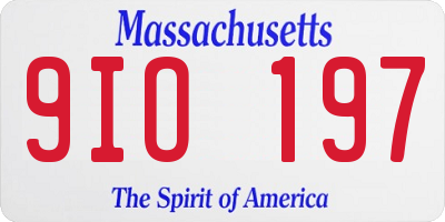 MA license plate 9IO197