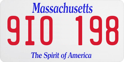 MA license plate 9IO198
