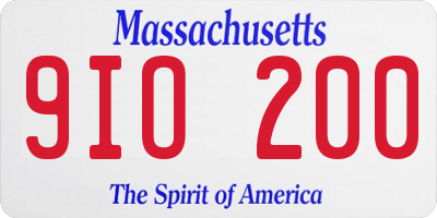 MA license plate 9IO200