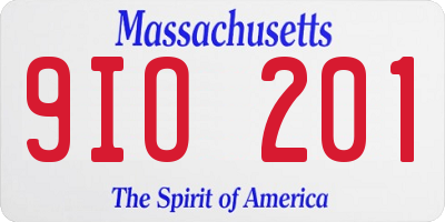 MA license plate 9IO201