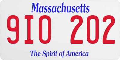 MA license plate 9IO202