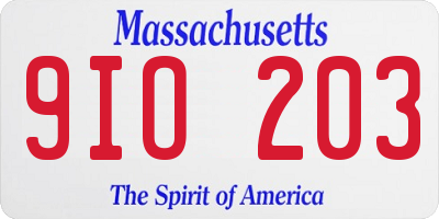 MA license plate 9IO203