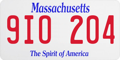 MA license plate 9IO204