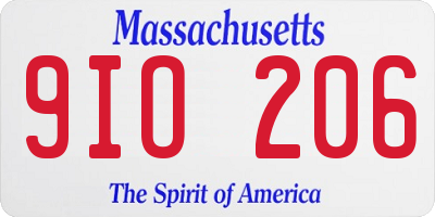 MA license plate 9IO206