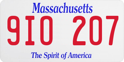 MA license plate 9IO207