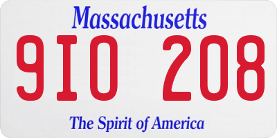 MA license plate 9IO208