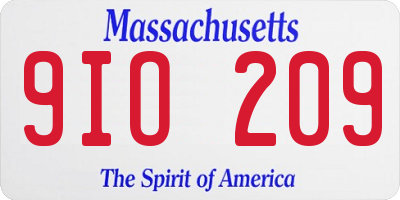 MA license plate 9IO209