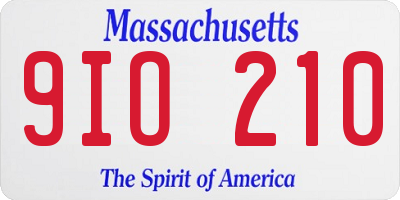 MA license plate 9IO210