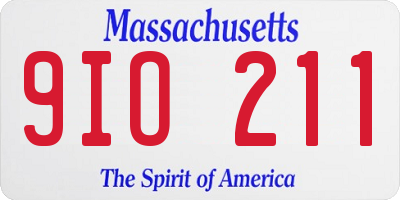MA license plate 9IO211