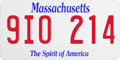 MA license plate 9IO214