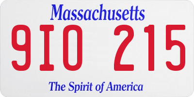 MA license plate 9IO215