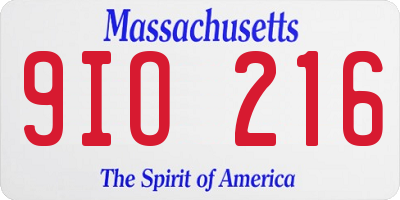 MA license plate 9IO216
