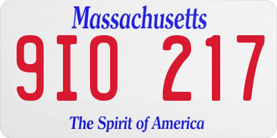 MA license plate 9IO217