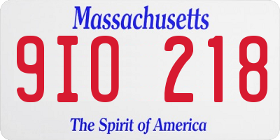 MA license plate 9IO218