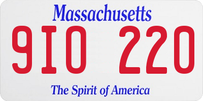 MA license plate 9IO220