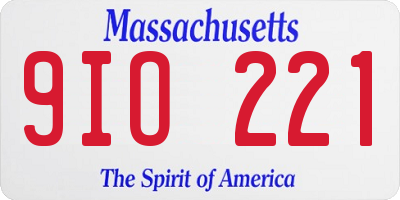 MA license plate 9IO221