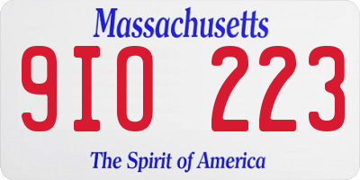 MA license plate 9IO223