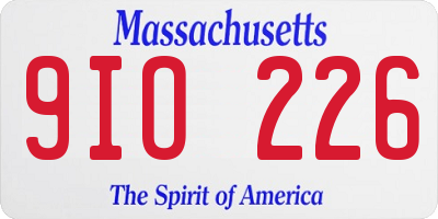 MA license plate 9IO226