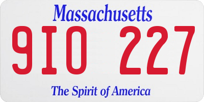MA license plate 9IO227
