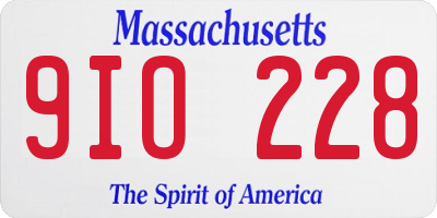 MA license plate 9IO228
