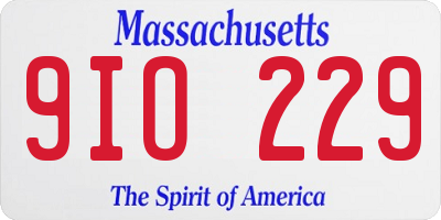 MA license plate 9IO229
