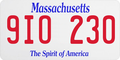 MA license plate 9IO230