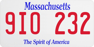 MA license plate 9IO232