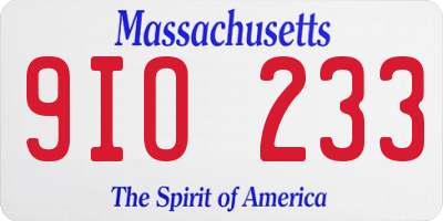 MA license plate 9IO233