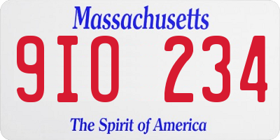 MA license plate 9IO234