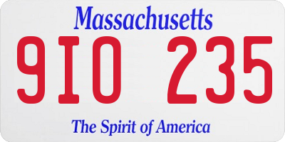 MA license plate 9IO235